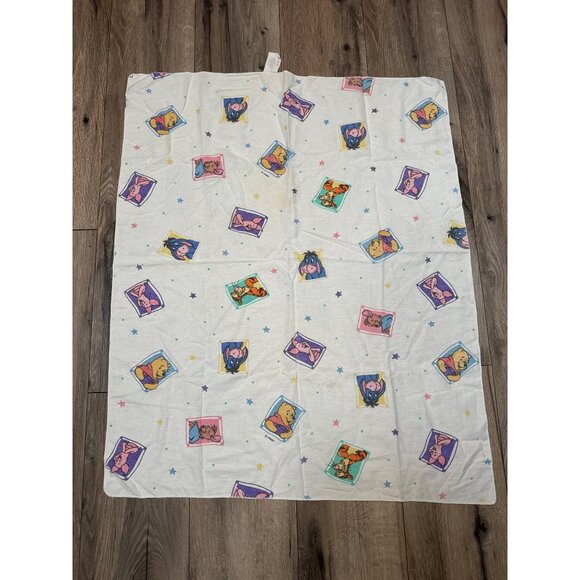 Vintage Disney Winnie The Pooh & Friends Baby Blanket 100% Cotton 23x28 Inches - Picture 1 of 7